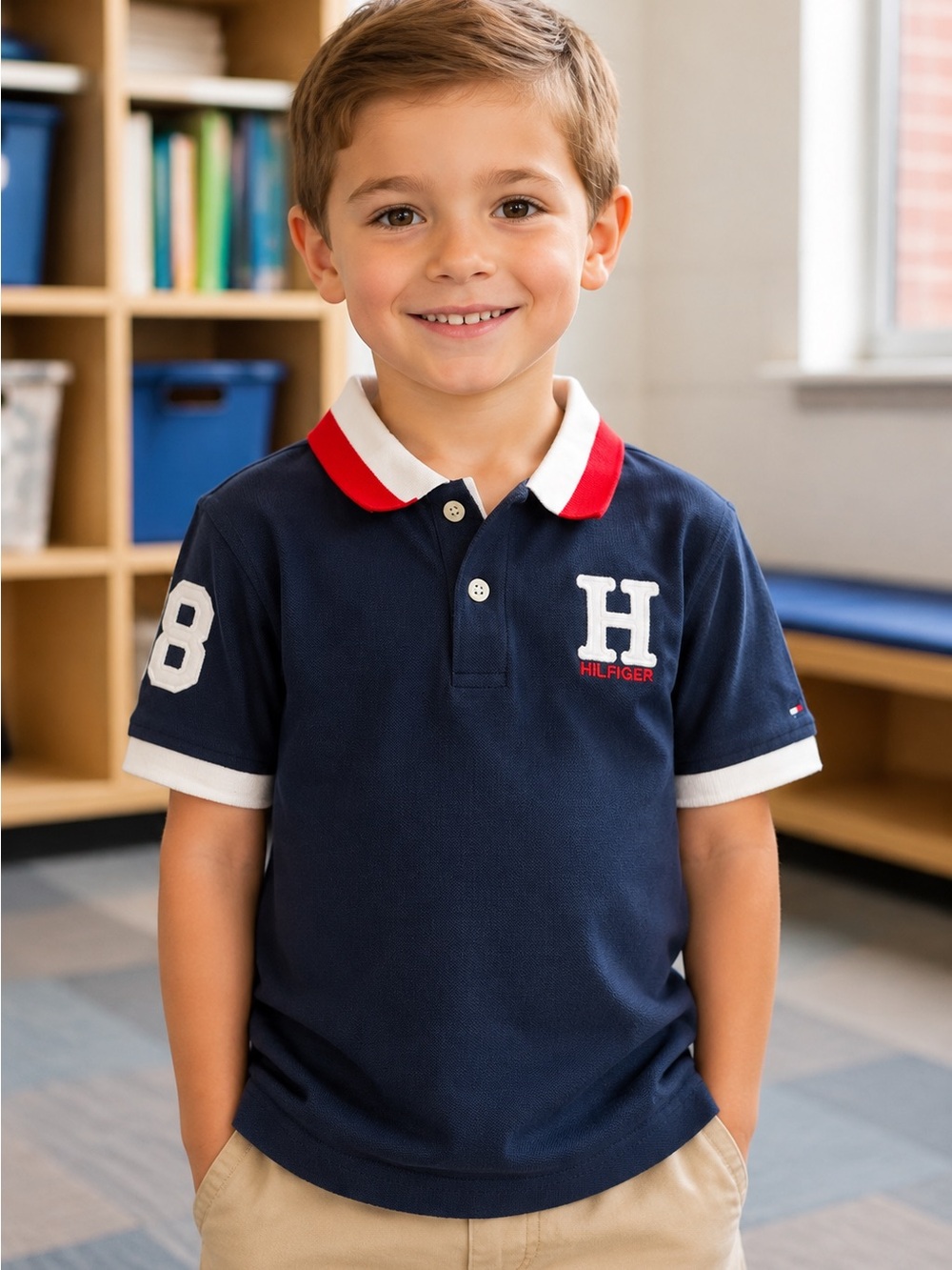 NWT Tommy Hilfiger Boys Size 5 Navy Logo Polo Shirt